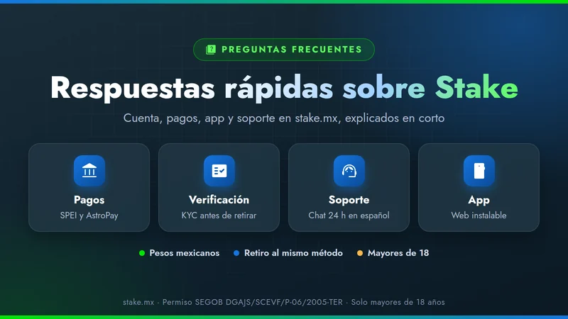 Preguntas frecuentes sobre Stake México: pagos, verificación, soporte y app